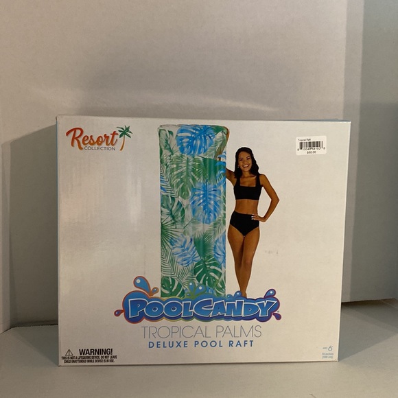 PoolCandy Inflatable Tropical Palms Print Deluxe Pool Raft Pool Float NEW! - Picture 6 of 10